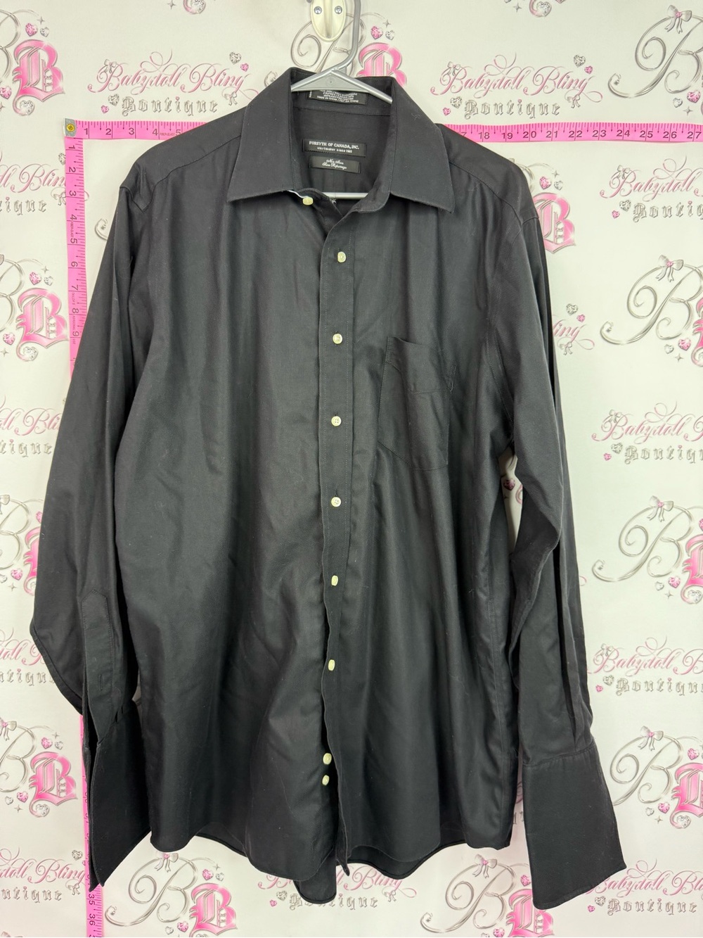 Forsyth of Canada shirt button up non iron Men's Black Long-Sleeve Dress Shirt